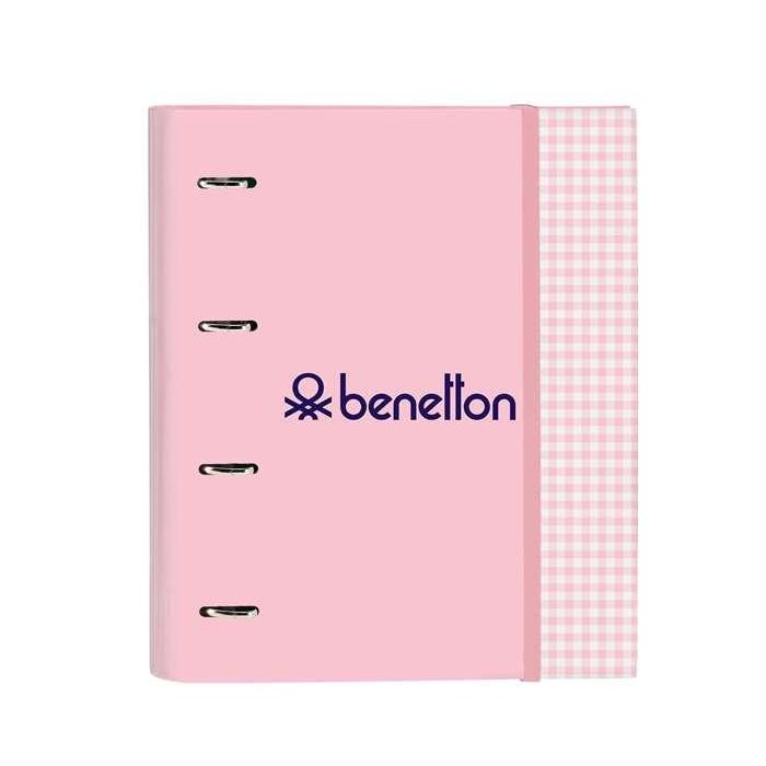 Benetton Carpeta 4 Anillas "Vichy" Recambiable 27x32x3,5cm Poliéster Rosa Claro 2