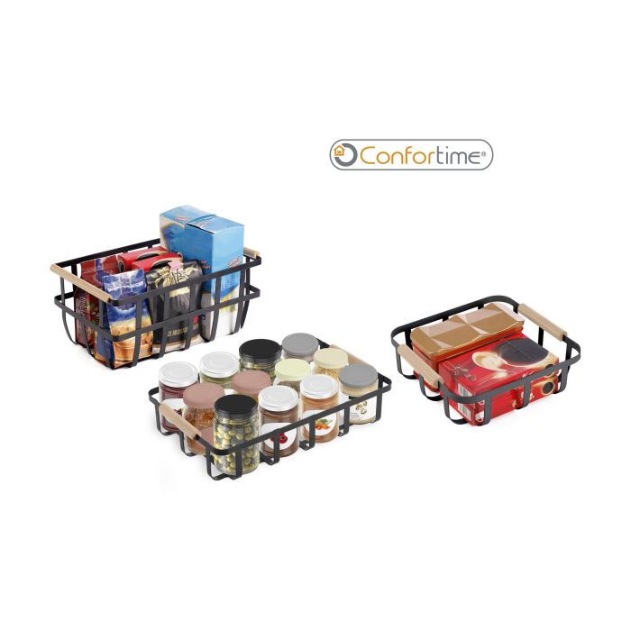 Cesta Organizadora Negra de Madera 23x23x8 cm - Confortime (6 Unidades) 4 Cesta Organizadora Negra de Madera 23x23x8 cm - Confortime (6 Unidades) 4