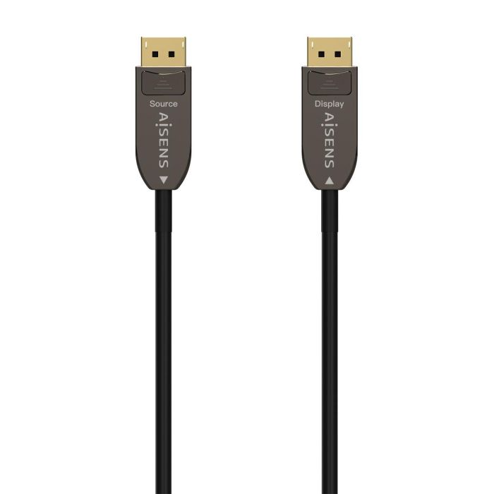 AISENS A155-0609 Cable DisplayPort 1.4 Fibra Óptica 8K@60Hz 4K@120Hz 32.4Gbps Macho-Macho Negro 30 Metros