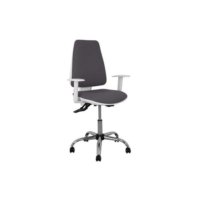 Silla Piqueras Y Crespo Elche Blanca Brazos Regulables Mecanismo Asincro Regulable En Altura Base Metalica Ruedas Parquet Asiento Y Respaldo Tapizado Bali Gris Oscuro