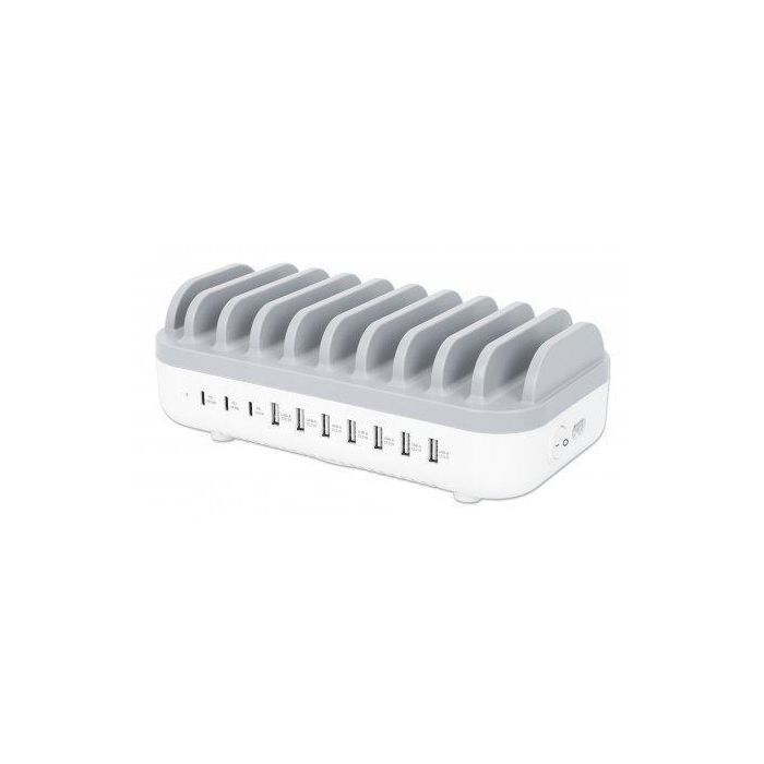 Manhattan Charging Station, 10X Ports: 3X USB-C (Up To 18W Pd) And Manhattan Charging Station, 10X Ports: 3X USB-C (Up To 18W Pd) And