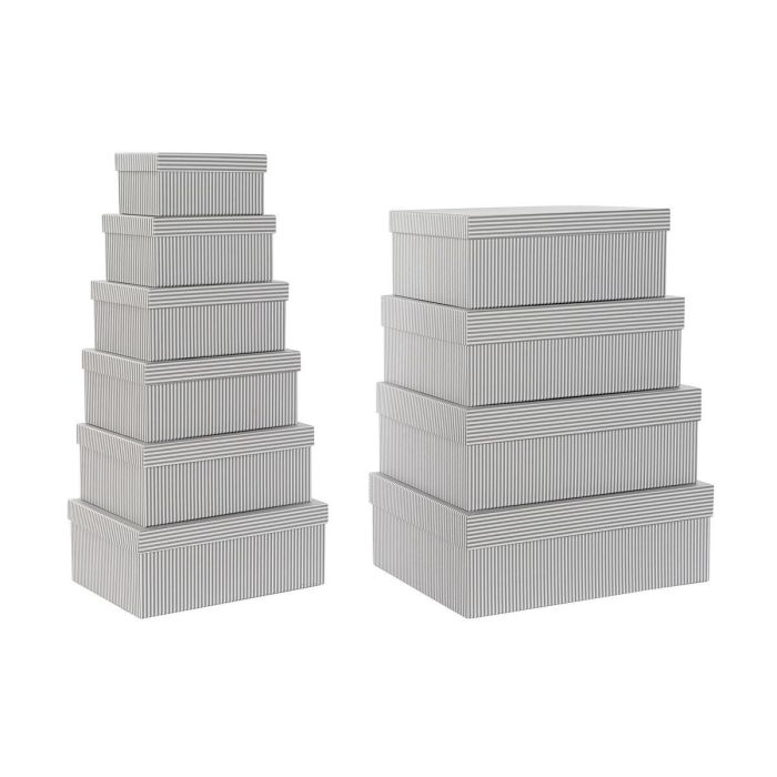 Caja DKD Home Decor Gris Blanco 33.5 x 15.5 x 43.5 cm Set de 10