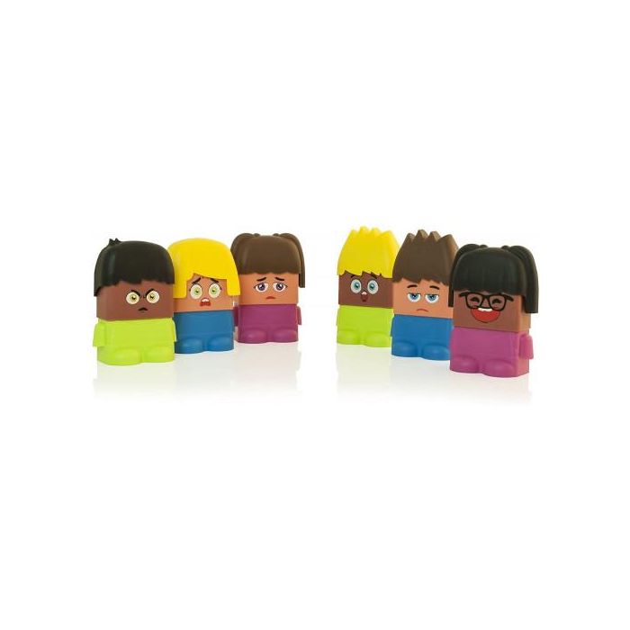 Miniland Juego Emotiblocks 32350 - Figuras para Aprender Emociones con 6 Personajes Intercambiables y Actividades 4