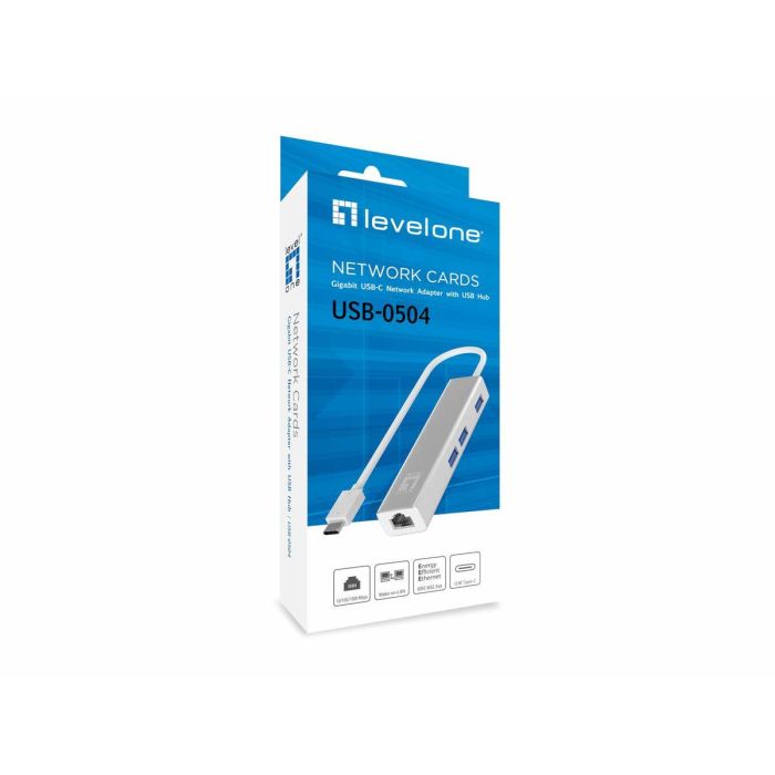 LevelOne USB-0504 Adaptador USB-C a Gigabit Ethernet RJ45 y Hub USB 3.0 con 3 Puertos, 1000 Mbps, Plata, 0.15m 3 LevelOne USB-0504 Adaptador USB-C a Gigabit Ethernet RJ45 y Hub USB 3.0 con 3 Puertos, 1000 Mbps, Plata, 0.15m 3