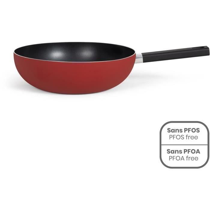 Premier Chef - Wok 32 cm - LIVOO - MEP156R - Antiadherente sin PFOA ni PFOS - Mango de silicona - Todo tipo de fuegos, incluida inducción Premier Chef - Wok 32 cm - LIVOO - MEP156R - Antiadherente sin PFOA ni PFOS - Mango de silicona - Todo tipo de fuegos, incluida inducción