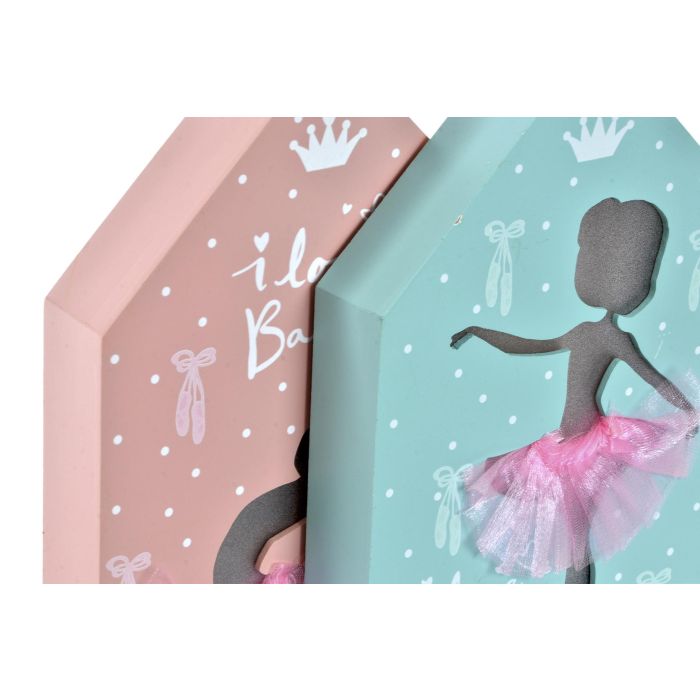 DKD Home Decor Decoración Luminosa Infantil Ballet Azul Rosa 25x17x3.5 cm Artesanal a Pilas (4 Unidades) 2
