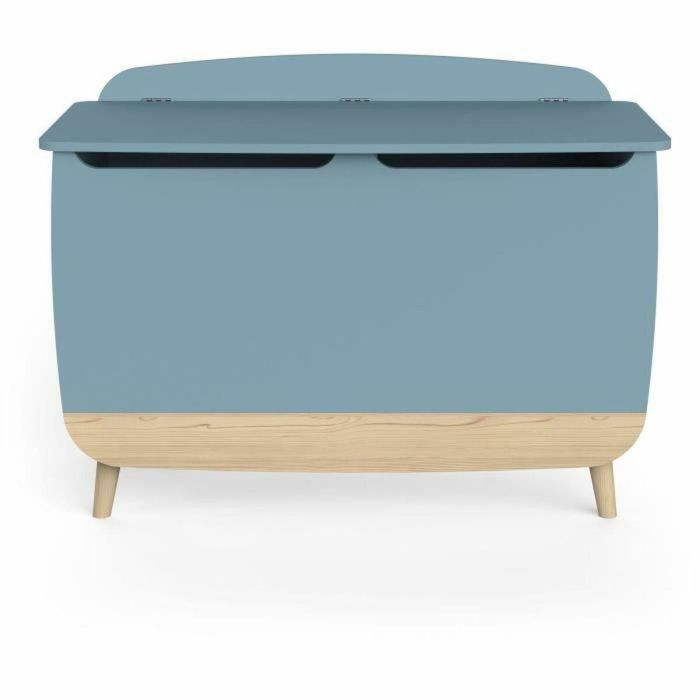Caja para juguetes - FIRMIANA - Estilo escandinavo - Azul tormenta y madera natural - 82,4 x 39,1 x 58,9 cm - DEMEYERE 5