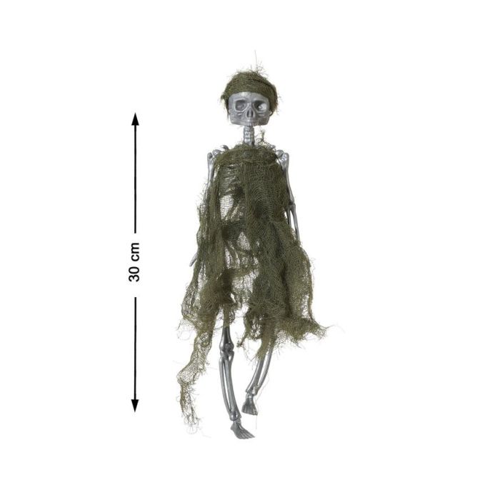 Muñeco Esqueleto Gasa Verde 30 cm Decoración Halloween
