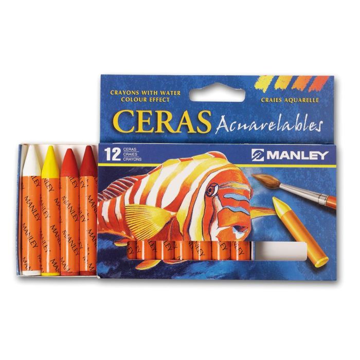 Lapices Cera Manley Acuarelable Caja De 12 Unidades Colores Surtidos 1