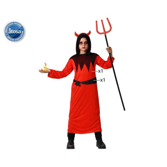 Disfraz Demonio Niño Halloween Túnica con Capucha Rojo Talla 10-12 Años Disfraz Demonio Niño Halloween Túnica con Capucha Rojo Talla 10-12 Años