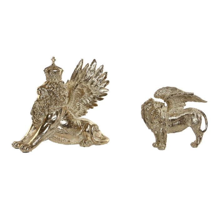 DKD Home Decor Figura Decorativa de León Colonial de Resina, Color Dorado, 13x25x29 cm (2 Unidades) 1 DKD Home Decor Figura Decorativa de León Colonial de Resina, Color Dorado, 13x25x29 cm (2 Unidades) 1
