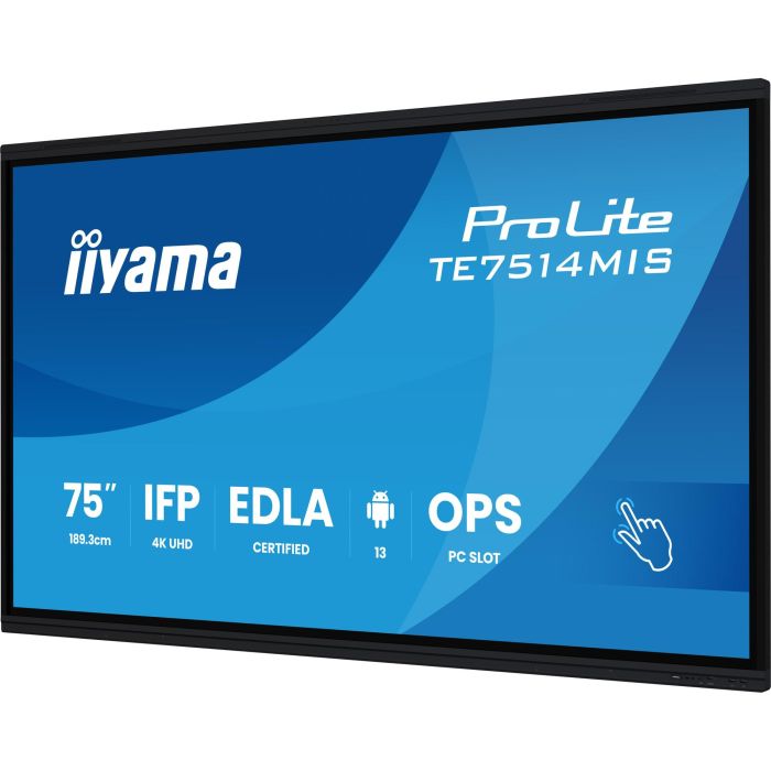 iiyama ProLite TE7514MIS-B2AG Pantalla Digital de Señalización 75" 4K UHD VA Táctil 3840x2160 16:9 8ms 60Hz 24/7 WiFi Altavoces USB-C HDMI DP Negro 9