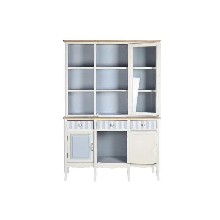 DKD Home Decor Vitrina Mediterraneo Bayona 2023 Blanco Azul Celeste Madera Cristal 44 x 199 x 141.5 cm 3