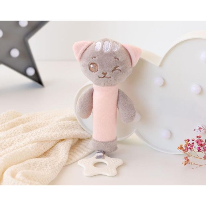 KioKids Sonajero Cricri Gatito Rosa con Mordedor de Silicona y Sonido para Bebés +3 Meses - Alivia Dentición - Colección Dolci Amici 0 KioKids Sonajero Cricri Gatito Rosa con Mordedor de Silicona y Sonido para Bebés +3 Meses - Alivia Dentición - Colección Dolci Amici 0