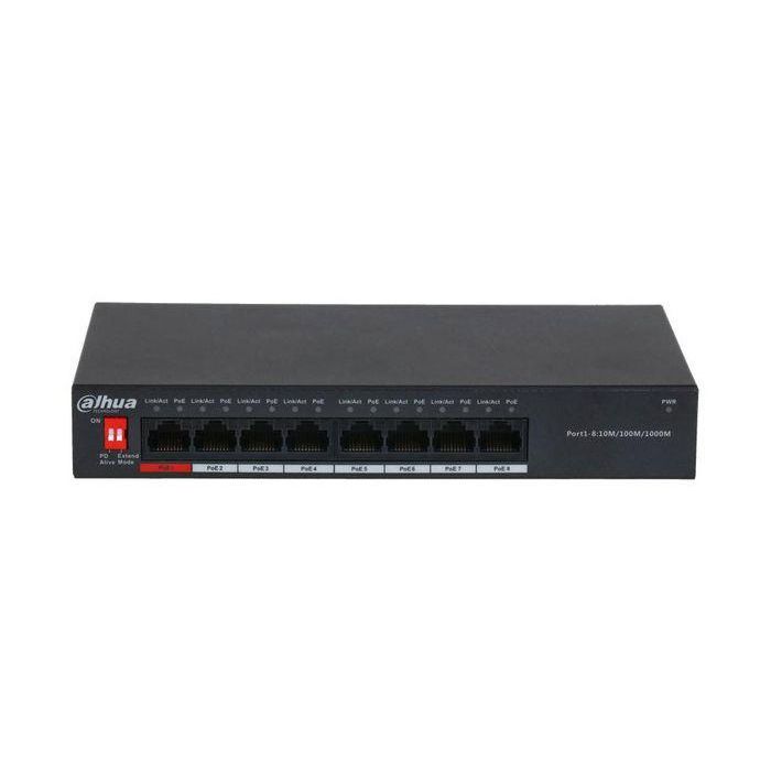 Dahua Switch PoE 8 puertos no gestionable L2 Gigabit Ethernet 10/100/1000. Rango temperatura extendido