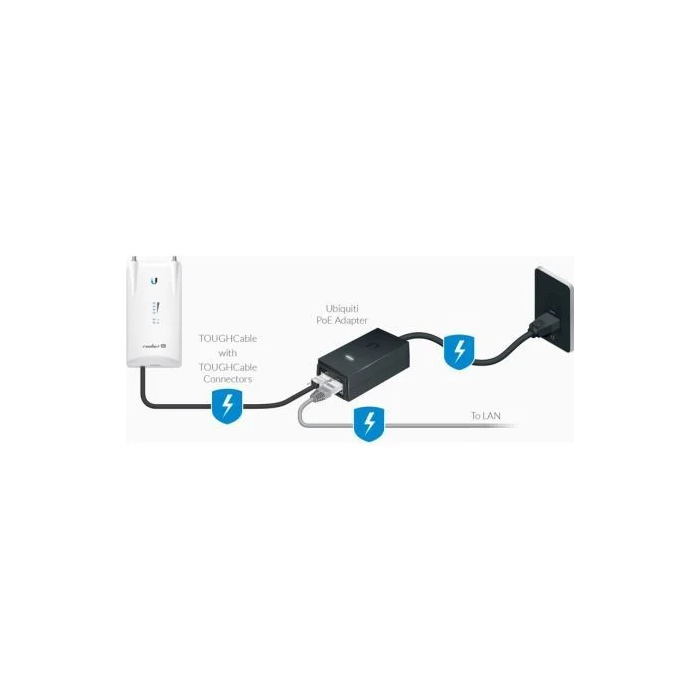 Ubiquiti Adaptador PoE 48VDC 0.5A RJ-45 para Protección ESD y Sobretensiones, para TOUGHCable 3