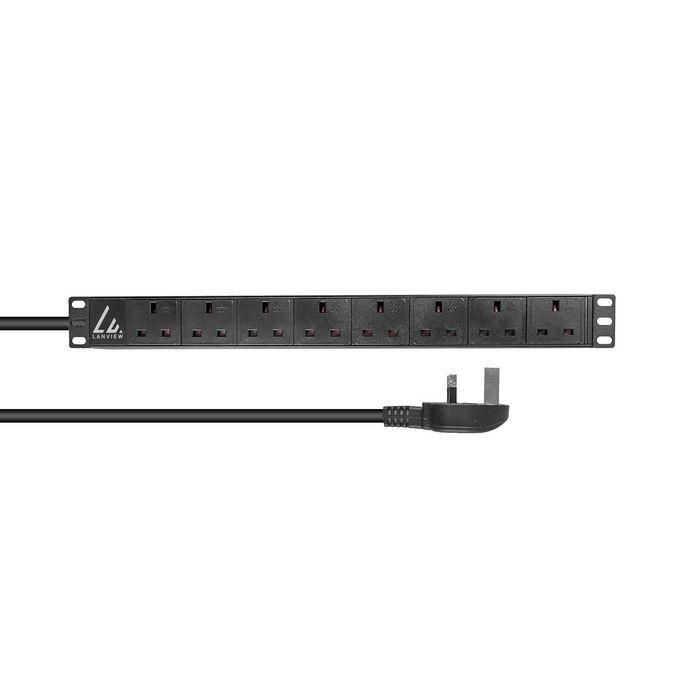 Lanview Regleta de Alimentación para Rack 19" 1U Horizontal, 8 Tomas UK con Toma de Tierra, Cable 3 Metros, 13A 0 Lanview Regleta de Alimentación para Rack 19" 1U Horizontal, 8 Tomas UK con Toma de Tierra, Cable 3 Metros, 13A 0
