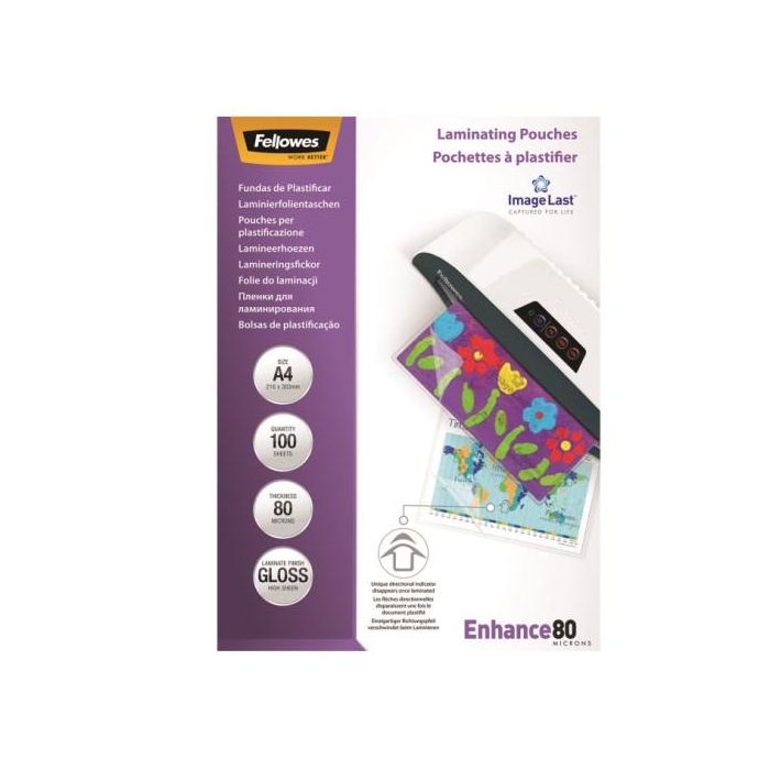 Fellowes Fundas De Plastificar 80 Micras A4 Brillo Pack 100 Ud