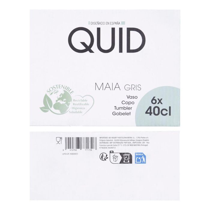 Quid Vaso Alto Vidrio Maia 40 cL (24 Unidades) Azul Con Relieve Higiénico 5