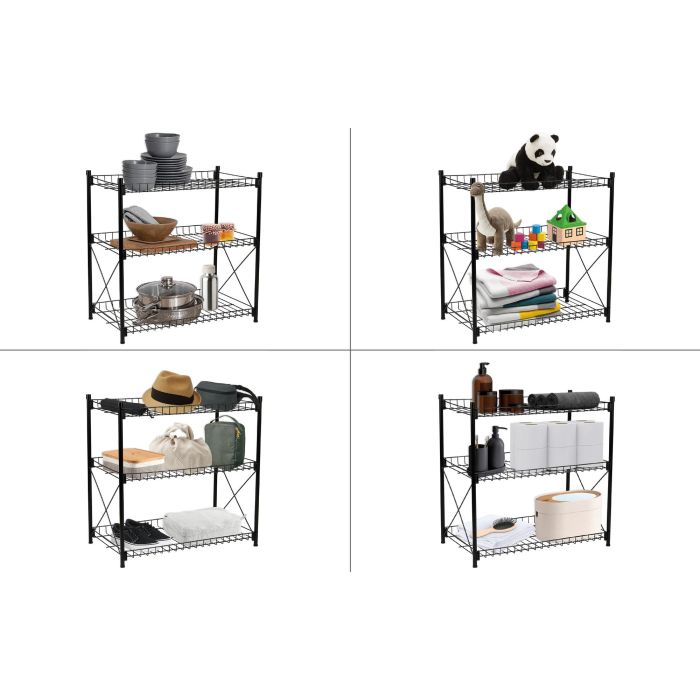 Confortime Estantería 3 Niveles Metal 52 x 34 x 55 cm (2 Unidades) 4 Confortime Estantería 3 Niveles Metal 52 x 34 x 55 cm (2 Unidades) 4