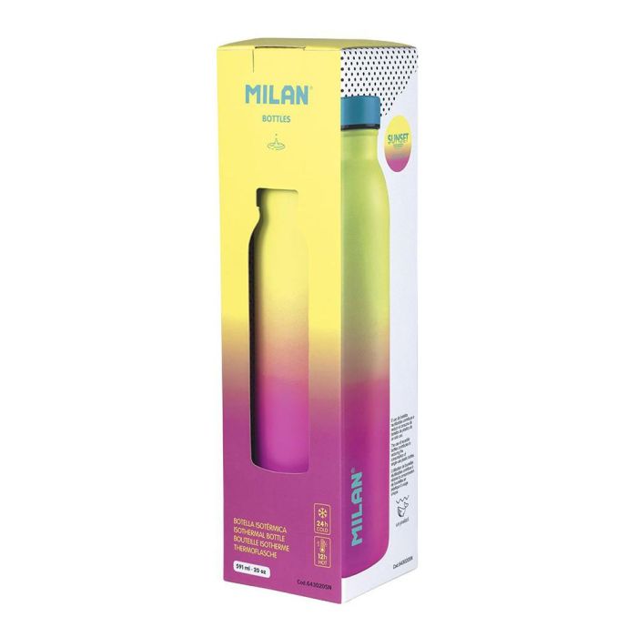 Milán Botella Isotérmica Sunset Acero Inoxidable 304 591ml - Hasta 12h Caliente/24h Frío, Amarilla 1