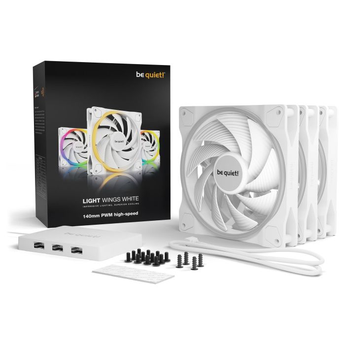 Be Quiet! LIGHT WINGS White PWM Triple-Pack Ventilador 140mm 2200 RPM Iluminación LED 4