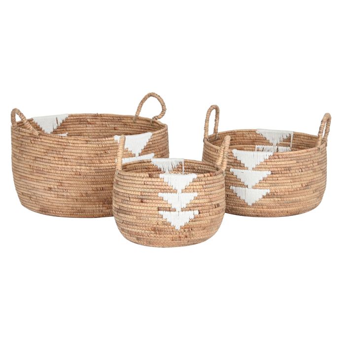 DKD Home Decor Cesta Boho Natural Blanco Seagrass Cuerda Set de 3 Piezas 55 x 40 x 55 cm 3