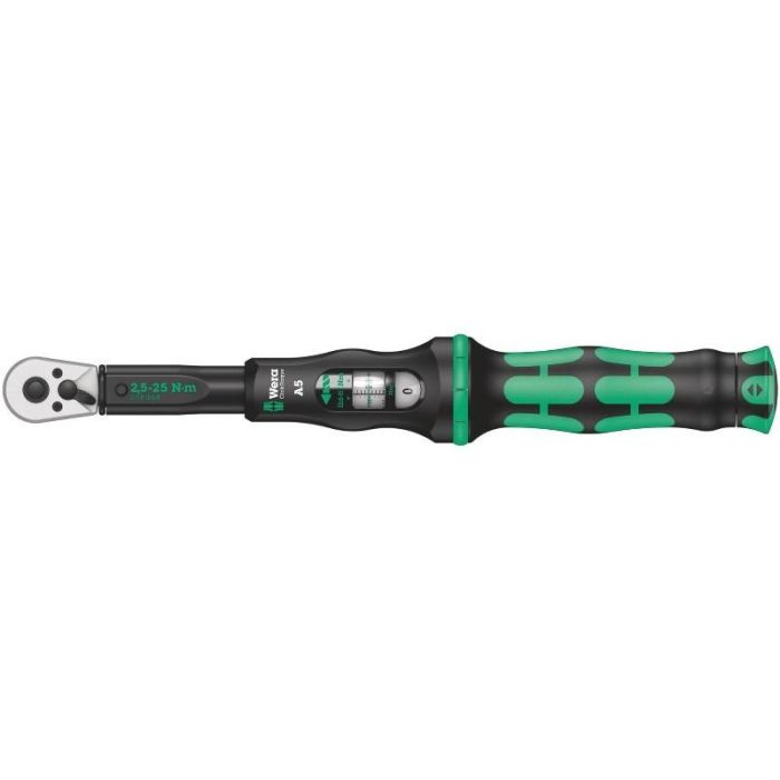 Wera 05075604001 Llave dinamométrica de clic A5 Mecánica 1/4" 2.5-25 Nm con pantalla Negro/Verde