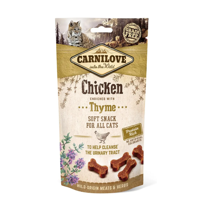 Carnilove Feline Snack Semi Humedo Pollo Tomillo Caja 12x50 gr Carnilove Feline Snack Semi Humedo Pollo Tomillo Caja 12x50 gr
