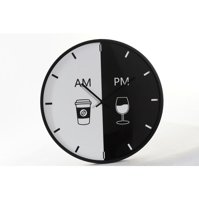 DKD Home Decor Reloj de Pared Moderno de Metal, Colores Negro y Blanco, Dimensiones 60x60 cm, Profundidad 4 cm, Requiere 1 Pila AA 2