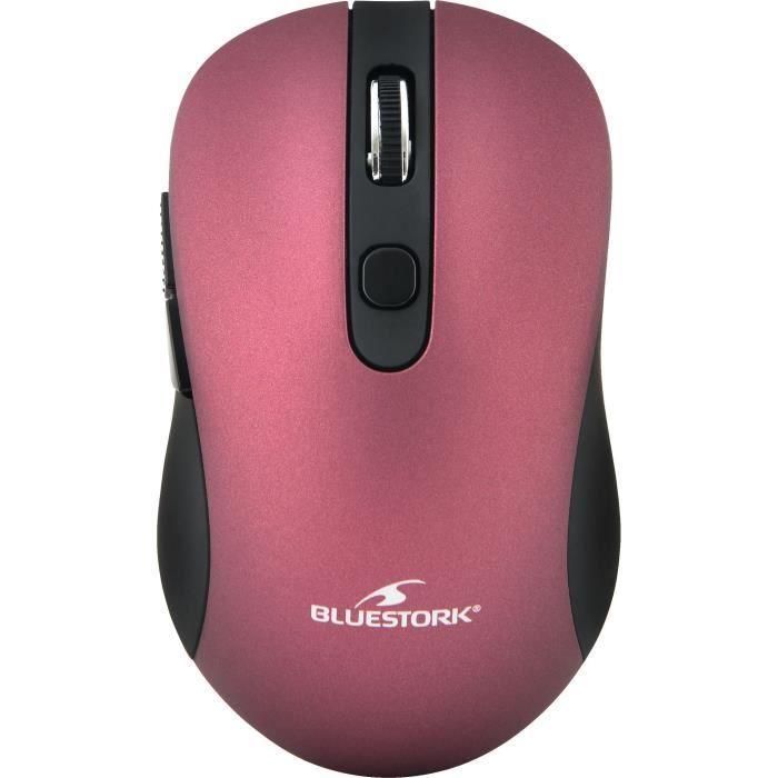 Bluestork Ratón Inalámbrico 2.4 GHz 6 Botones Ergonómico Mac/Windows Ciruela Metálica