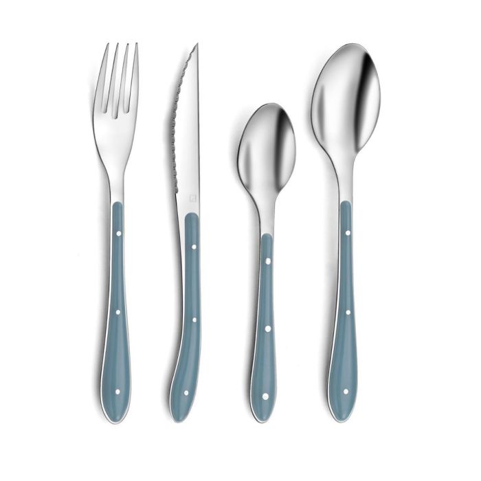 Amefa Set 24 Cubiertos de Acero Inoxidable Bistro Brillo con Cuchillo Chuletero Apto Lavavajillas 9,2 cm-1,5 mm