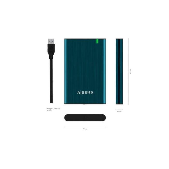 Aisens ASE-2525PB Caja Externa para Disco Duro 2.5" USB 3.0 SATA, sin Tornillos, Aluminio, UASP, Compatible SSD, Azul 3 Aisens ASE-2525PB Caja Externa para Disco Duro 2.5" USB 3.0 SATA, sin Tornillos, Aluminio, UASP, Compatible SSD, Azul 3