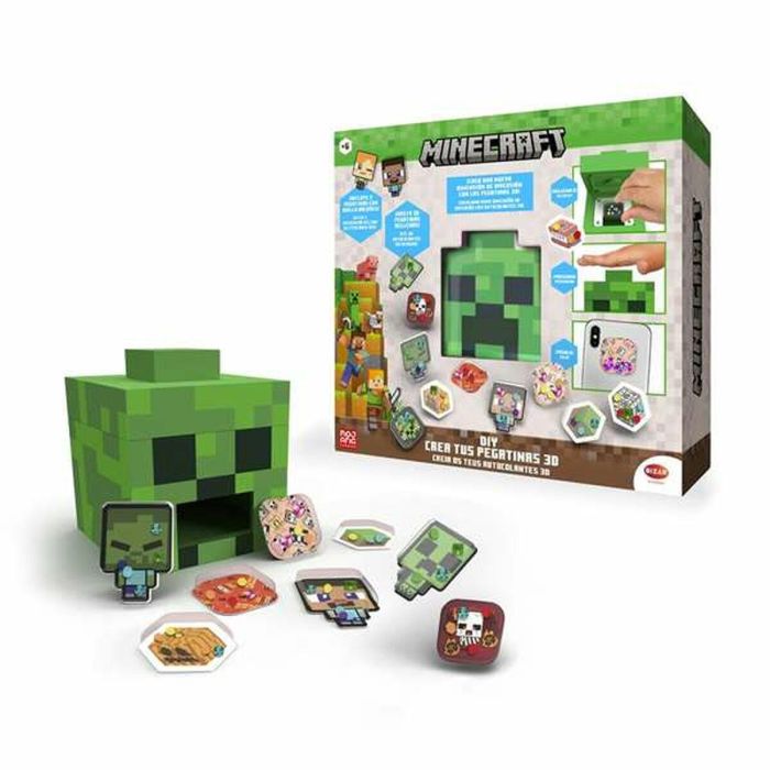 Bizak Pegatinas 3D Minecraft: Crea tus Propias con Fondos, Formas, Mixers y 2 Personajes (+6 Años) 3 Bizak Pegatinas 3D Minecraft: Crea tus Propias con Fondos, Formas, Mixers y 2 Personajes (+6 Años) 3
