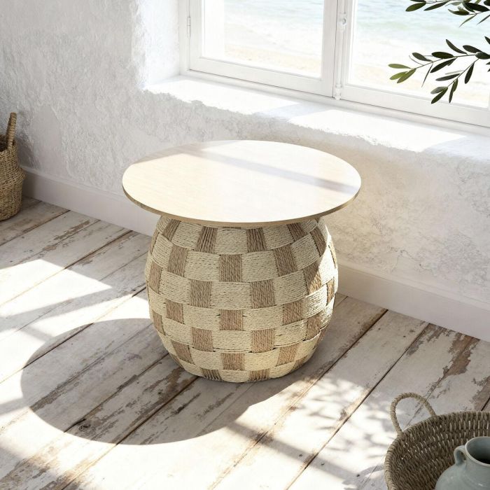 DKD Home Decor Mesita Auxiliar Scandi Natural 60 x 60 x 48 cm 4 DKD Home Decor Mesita Auxiliar Scandi Natural 60 x 60 x 48 cm 4