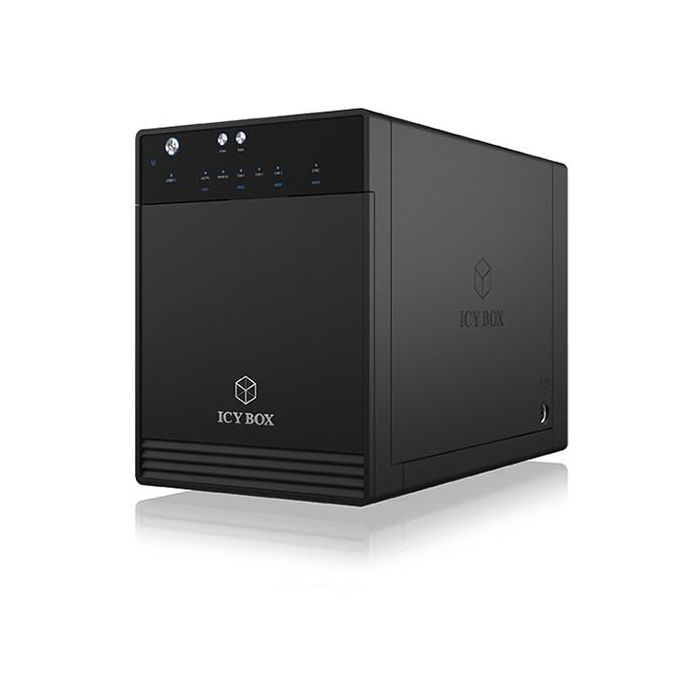 ICY BOX IB-3740-C31 Carcasa de disco duro/SSD externa 2.5/3.5" SATA, 4 bahías, USB 3.2 Gen 2 Tipo C 10 Gbit/s, 10TB máx, Negro