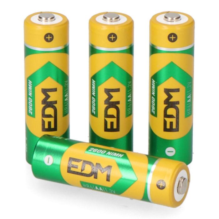 Edm Pila Recargable AA HR6 2600mAh 1.2V Ø14.5x50.5mm, 4 Unidades - Eco-Series 1