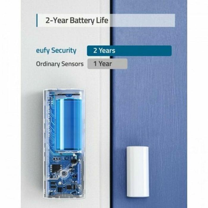 Eufy T89000D4 Sensor de Puerta y Ventana Inalámbrico Blanco, Alarma 100dB, Batería 2 Años, Compatible con HomeBase 17