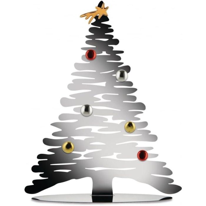 Alessi BM06 Árbol de Navidad de Acero Inoxidable 18/10 para Decoración Navideña con Imanes, Pulido, Blanco o Rojo