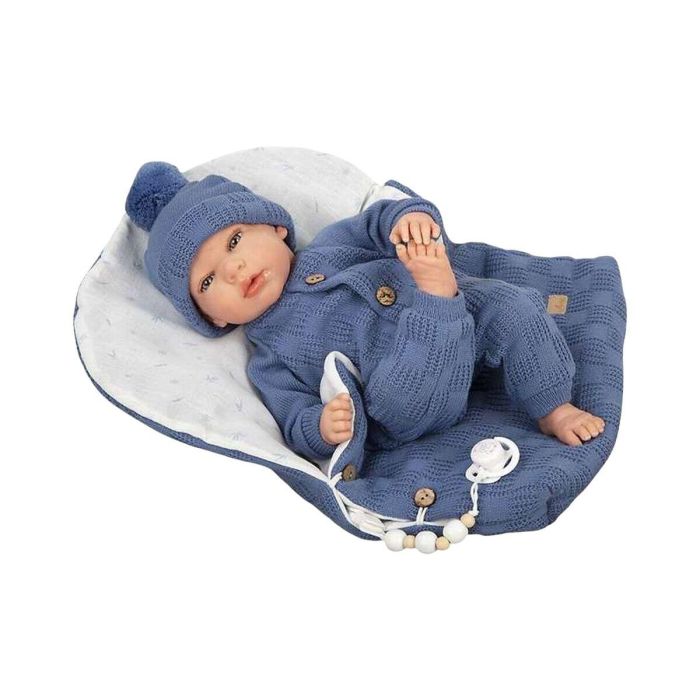Muñecas Arias Muñeco Reborn Alberto Azul 40 cm c/saco dormir