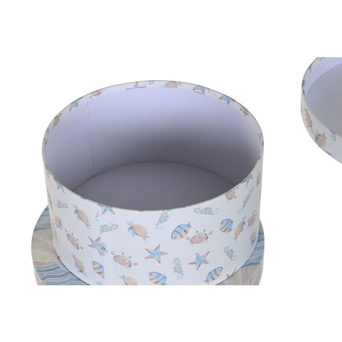 DKD Home Decor Playa 23 Caja Infantil Multicolor Carton Redonda 37.5 x 37.5 x 18 cm Set de 10 2