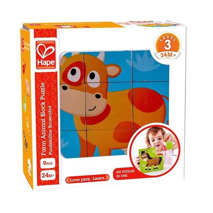 Puzle de bloques de animales de granja 13.50x13.50x4.50 cm Puzle de bloques de animales de granja 13.50x13.50x4.50 cm
