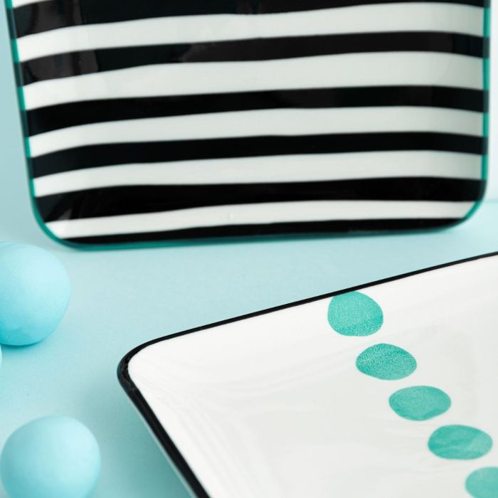 Bidasoa Zigzag Set 2 Bandejas Porcelana Decorada Bicolor 15x15 cm 2