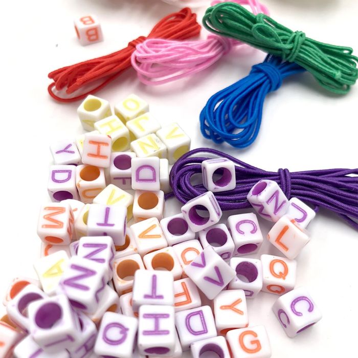 Tachan Set para Hacer Pulseras de Cuentas Alfabeto de Madera para Niños con Cuerdas 5