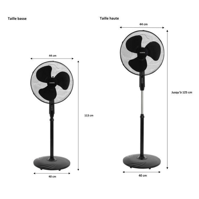OCEANIC Ventilador de pie - 45 W - Ø 44 cm - 3 velocidades - Oscilante - Inclinable - Negro 2 OCEANIC Ventilador de pie - 45 W - Ø 44 cm - 3 velocidades - Oscilante - Inclinable - Negro 2