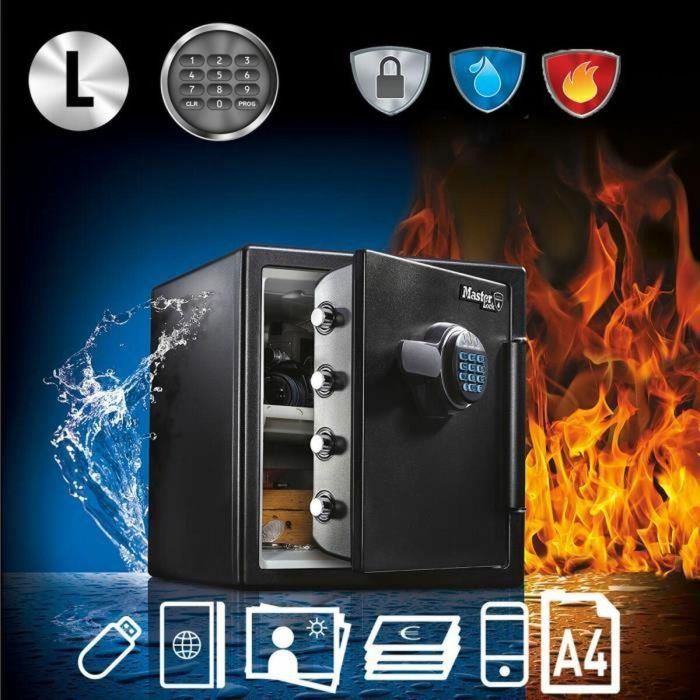 Master Lock Caja Fuerte Electrónica Ignífuga e Impermeable 10L Formato L para Documentos A4, Certificada UL/ETL 30 Minutos Fuego 1 Master Lock Caja Fuerte Electrónica Ignífuga e Impermeable 10L Formato L para Documentos A4, Certificada UL/ETL 30 Minutos Fuego 1