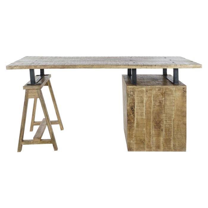 DKD Home Decor Escritorio Home Office de Madera de Mango y Metal, Colores Natural y Negro, Ancho 160 x Fondo 80 x Alto 75 cm, con 2 Cajones 9 DKD Home Decor Escritorio Home Office de Madera de Mango y Metal, Colores Natural y Negro, Ancho 160 x Fondo 80 x Alto 75 cm, con 2 Cajones 9
