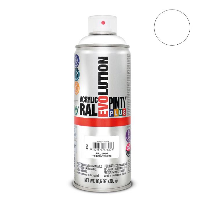 Pinty Plus Pintura en spray 400ml esmalte acrílico blanco electrodoméstico Ral 9010