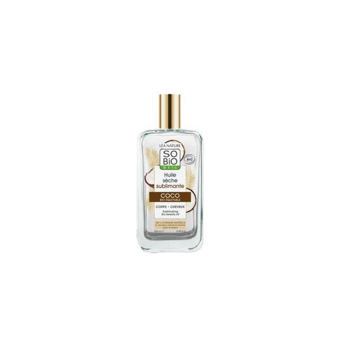 SO´BIO ETIC Aceite Seco Coco Bio para Cuerpo y Cabello 100 ml - Nutre, protege y aporta elasticidad con aroma a vainilla