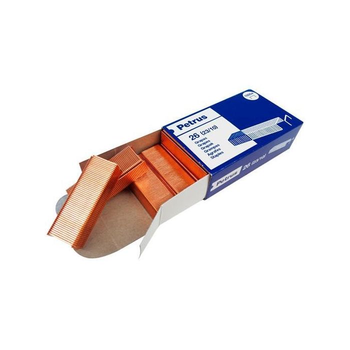 Petrus Grapas Mod.26 23-10 Cobreadas Para Grapadora 1600 - Caja de 1000 Unidades